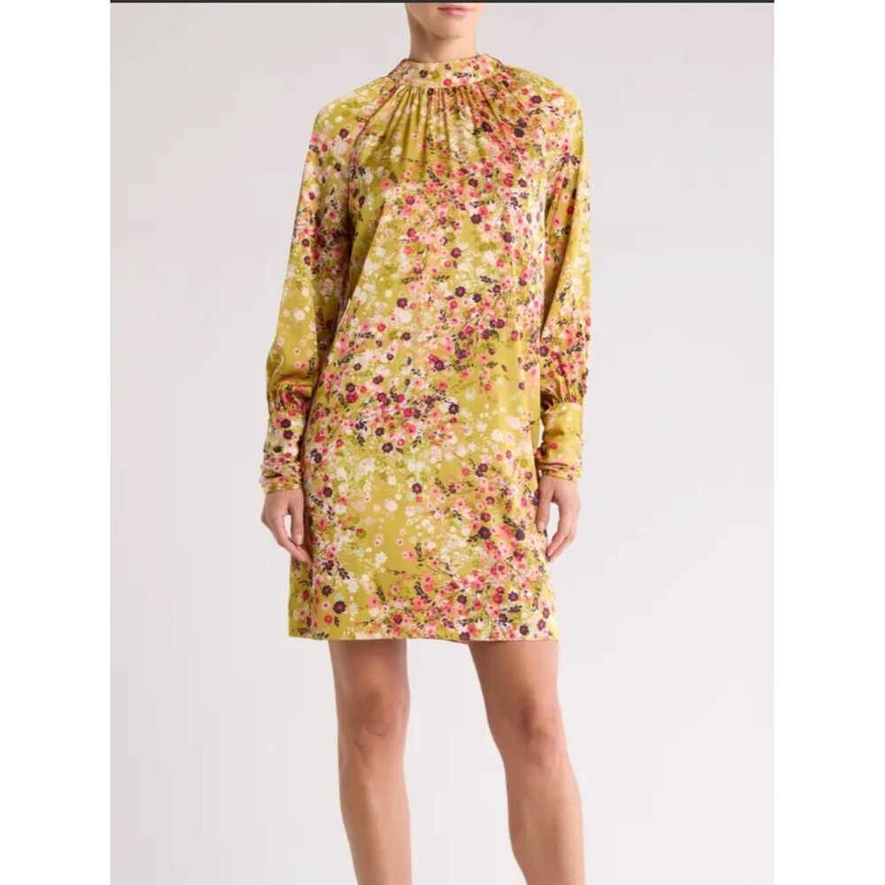 NWT Julia Jordan long sleeve mock neck floral a line silky dress 6